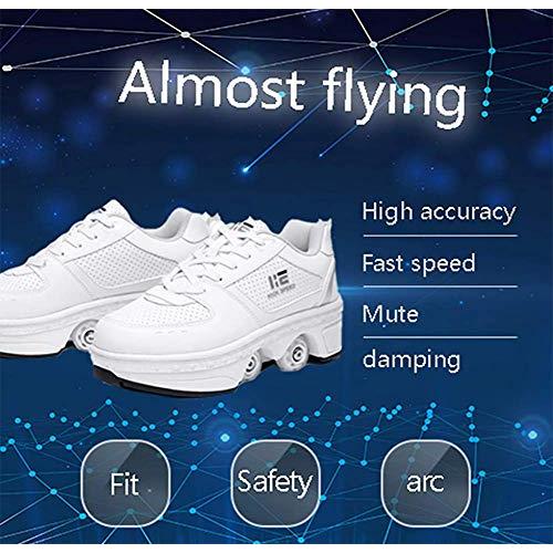 LDTXH自動歩行靴インビジブルローラースケート、2 in 1パルクールシューズ/インラインローラースケート靴、複列クワッドローラースケート屋外スポーツキック in LDTXH自動歩行靴インビジブルローラースケート 1パルクールシューズ/インラインローラースケート靴