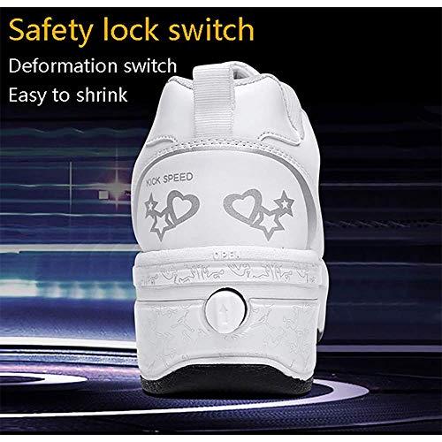 LDTXH自動歩行靴インビジブルローラースケート、2 in 1パルクールシューズ/インラインローラースケート靴、複列クワッドローラースケート屋外スポーツキック in LDTXH自動歩行靴インビジブルローラースケート 1パルクールシューズ/インラインローラースケート靴