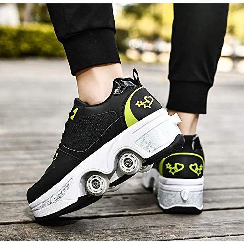 LDTXH自動歩行靴インビジブルローラースケート、2 in 1パルクールシューズ/インラインローラースケート靴、複列クワッドローラースケート屋外スポーツキック in LDTXH自動歩行靴インビジブルローラースケート 1パルクールシューズ/インラインローラースケート靴