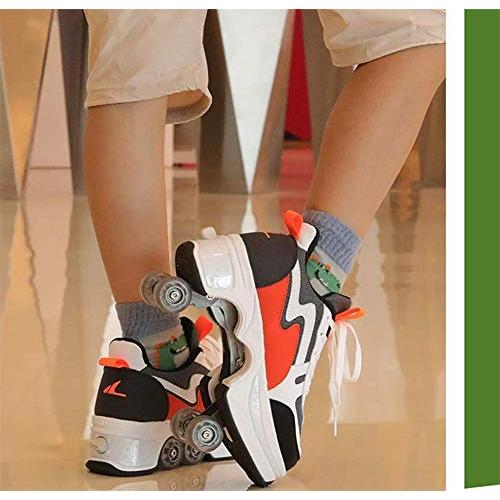 LDTXH自動歩行靴インビジブルローラースケート、2 in 1パルクールシューズ/インラインローラースケート靴、複列クワッドローラースケート屋外スポーツキック in LDTXH自動歩行靴インビジブルローラースケート 1パルクールシューズ/インラインローラースケート靴