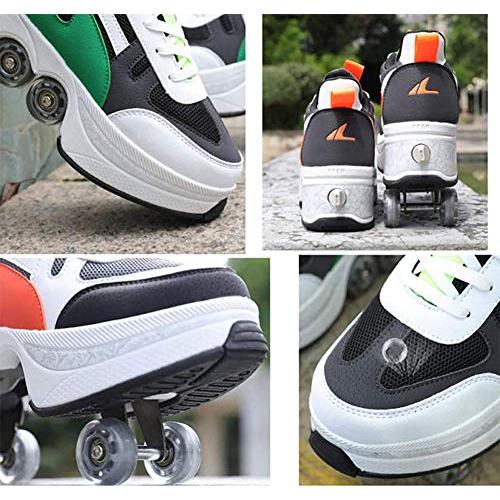LDTXH自動歩行靴インビジブルローラースケート、2 in 1パルクールシューズ/インラインローラースケート靴、複列クワッドローラースケート屋外スポーツキック in LDTXH自動歩行靴インビジブルローラースケート 1パルクールシューズ/インラインローラースケート靴