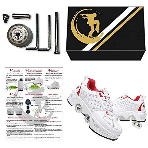 LDTXH自動歩行靴インビジブルローラースケート、2 in 1パルクールシューズ/インラインローラースケート靴、複列クワッドローラースケート屋外スポーツキック in LDTXH自動歩行靴インビジブルローラースケート 1パルクールシューズ/インラインローラースケート靴