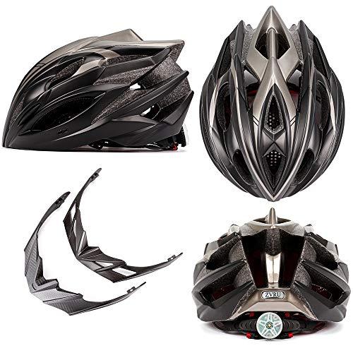 ZVRU大人用自転車ヘルメットロードマウンテンバイク用ヘルメット (取り外し可能バイザー2個、女性用レックライト付き) 、軽量調整式サイクリング用ヘルメッ ZVRU大人用自転車ヘルメットロードマウンテンバイク用ヘルメット 取り外し可能バイザー2個 女性用レックライト付き