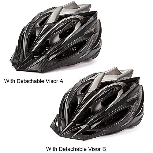 ZVRU大人用自転車ヘルメットロードマウンテンバイク用ヘルメット (取り外し可能バイザー2個、女性用レックライト付き) 、軽量調整式サイクリング用ヘルメッ ZVRU大人用自転車ヘルメットロードマウンテンバイク用ヘルメット 取り外し可能バイザー2個 女性用レックライト付き