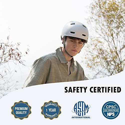 PATHLANE青少年用スケートボードバイクヘルメット、CPSCおよびASTM安全認定自転車スケートボーディングスクータースケーティングヘルメット、ダイヤル調整式 PATHLANE青少年用スケートボードバイクヘルメット CPSCおよびASTM安全認定自転車スケートボーディングスクータースケーティングヘルメット ダイヤル調整式