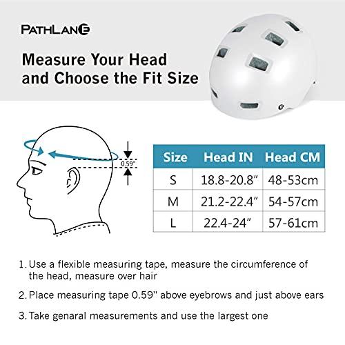 PATHLANE青少年用スケートボードバイクヘルメット、CPSCおよびASTM安全認定自転車スケートボーディングスクータースケーティングヘルメット、ダイヤル調整式 PATHLANE青少年用スケートボードバイクヘルメット CPSCおよびASTM安全認定自転車スケートボーディングスクータースケーティングヘルメット ダイヤル調整式