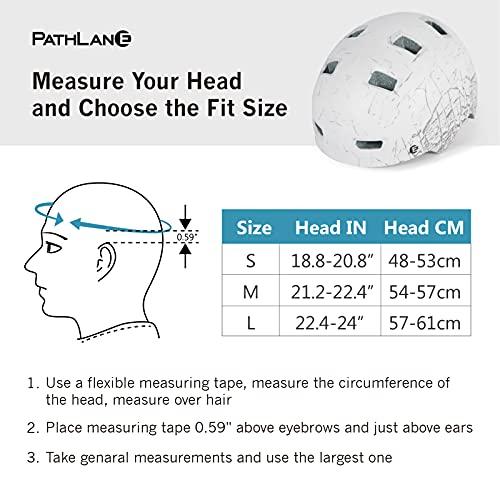 PATHLANE青少年用スケートボードバイクヘルメット、CPSCおよびASTM安全認定自転車スケートボーディングスクータースケーティングヘルメット、ダイヤル調整式 PATHLANE青少年用スケートボードバイクヘルメット CPSCおよびASTM安全認定自転車スケートボーディングスクータースケーティングヘルメット ダイヤル調整式
