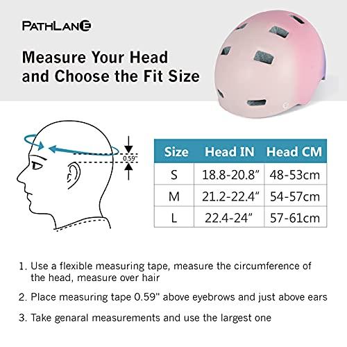 PATHLANE青少年用スケートボードバイクヘルメット、CPSCおよびASTM安全認定自転車スケートボーディングスクータースケーティングヘルメット、ダイヤル調整式 PATHLANE青少年用スケートボードバイクヘルメット CPSCおよびASTM安全認定自転車スケートボーディングスクータースケーティングヘルメット ダイヤル調整式