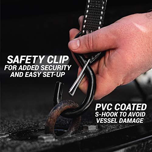 トレーラーへのステンレスボートタイダウンストラップ|ニュージーランド製の優れた強度2，400 lbs UV加工ボートランサムタイダウンストラップ|1インチ×2.5’ トレーラーへのステンレスボートタイダウンストラップ|ニュージーランド製の優れた強度2，400 lbs UV加工ボートランサムタイダウンストラップ|1インチ×2 Trailer