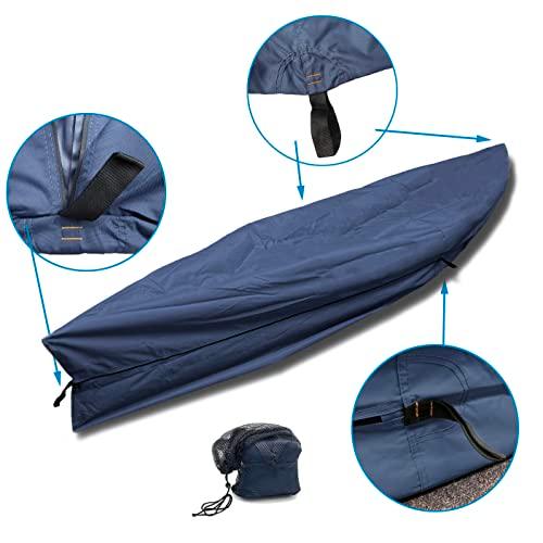 EliteShieldカヌーカバーカヤックカバー;防水UV耐性マリングレードポリエステルカヌーカヤックボート保管カバーは長さ18フィート、幅110インチネイビーカラ EliteShieldカヌーカバーカヤックカバー 防水UV耐性マリングレードポリエステルカヌーカヤックボート保管カバーは長さ18フィート