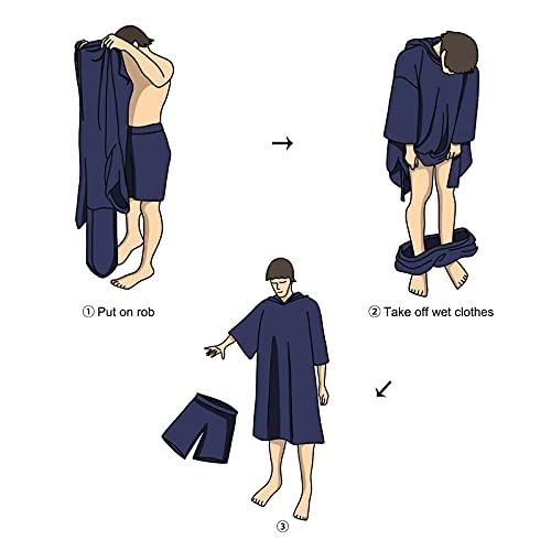 AQUBONAサーフポンチョ着替えローブ、厚手速乾マイクロファイブフードタオルポンチョ、ポケット付サーフポンチョサーフィンビーチスイムアウトドアスポーツ AQUBONAサーフポンチョ着替えローブ 厚手速乾マイクロファイブフードタオルポンチョ ポケット付サーフポンチョサーフィンビーチスイムアウトドアスポーツ