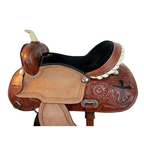 【訳あり・新品】 カウボーイウエスタンサドル15 16 17ホースプレジャーバレルレーシングレザーTACKセット (17インチ) 【U2818293195】(101522円)