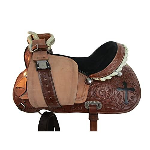 【訳あり・新品】 カウボーイウエスタンサドル15 16 17ホースプレジャーバレルレーシングレザーTACKセット (17インチ) 【U2818293195】(101522円)