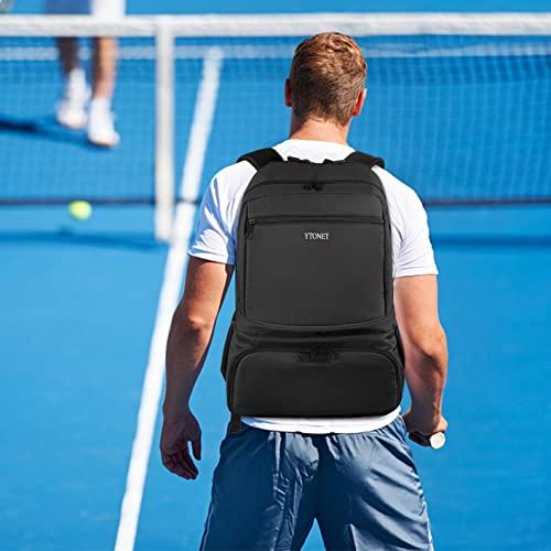 テニスバッグテニスバックパック女子男子用ラケット2個バトミントンスカッシュラケット、ピックルボールパドル、ボールの小物を入れるための断熱ポケットと テニスバッグテニスバックパック女子男子用ラケット2個バトミントンスカッシュラケット ピックルボールパドル