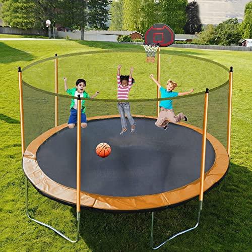正規品 Yoluccea 10 12 14 16フィートスプリンクラー付きトランポリン、ライト、ウォーターボール、靴下、1500 LBS子供と大人用屋外トランポリン、14 FTトランポリ 【BCD1782417601】(64210円)