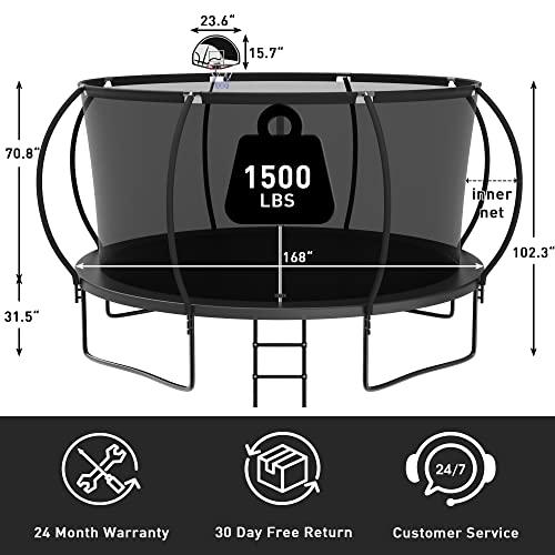 【日本未発売】 大人用ホーマタトランポリン1500 LBS重量容量14 FTギャップなしバスケットボールフープ付きレクリエーショナルトランポリン全面亜鉛メッキ防錆コーティング 【ZYX1453026345】(52344円)