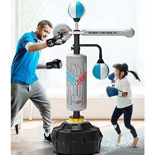 新品未使用！ 子供用・大人用スピードボクシングバッグ、スピードボール/スイングアーム/サンドバッグ付フリースタンディングボクシングバッグ、回転棒付ホームジムフィッ 【TM1526362531】(54986円)