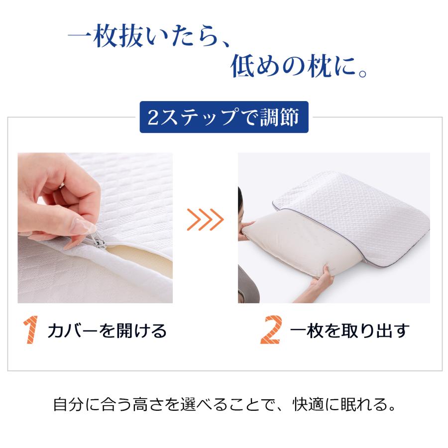 枕 低反発 横向き寝  高め 大きい 硬め ギフト 高さ調節 ストレートネック 肩こり 首こり 解消 首肩 安眠 快眠 熟睡 ピロー まくら 幅62cm×奥行43cm｜rapupu｜13