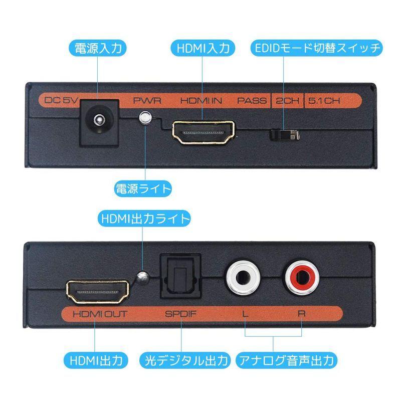 BLUPOW HDMI音声分離器 4K30Hz・3D対応「音声出力：光デジタル・R/Lアナログ」HDMIサウンド分離器 音声分配器 デジタル 2021101520351300064ララ