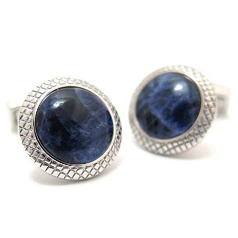 タテオシアン(TATEOSSIAN) ビジネス ブルズアイ半貴石カフス（ロジウム＆ソーダライト） (カフスボタン/カフリンクス)