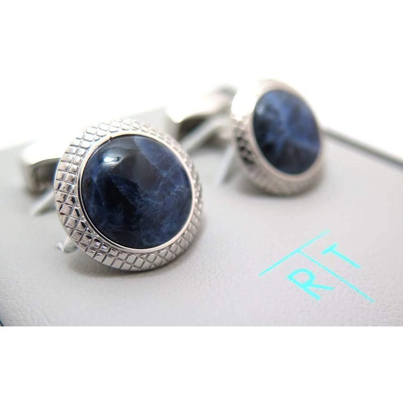 タテオシアン(TATEOSSIAN) ビジネス ブルズアイ半貴石カフス（ロジウム＆ソーダライト） (カフスボタン/カフリンクス) TATEOSSIAN ビジネス ブルズアイ半貴石カフス ロジウム＆ソーダライト カフスボタン/カフリンクス