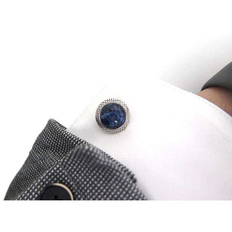 タテオシアン(TATEOSSIAN) ビジネス ブルズアイ半貴石カフス（ロジウム＆ソーダライト） (カフスボタン/カフリンクス) TATEOSSIAN ビジネス ブルズアイ半貴石カフス ロジウム＆ソーダライト カフスボタン/カフリンクス