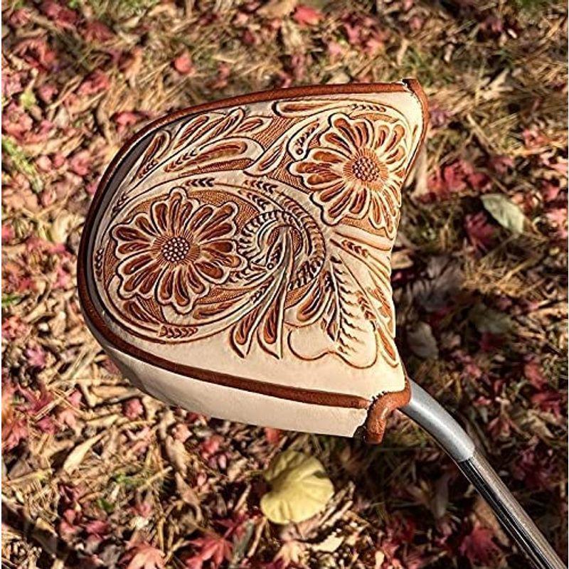 Capitana 牛革カービング パターヘッドカバー (Flower) 牛革カービング パターヘッドカバー Flower