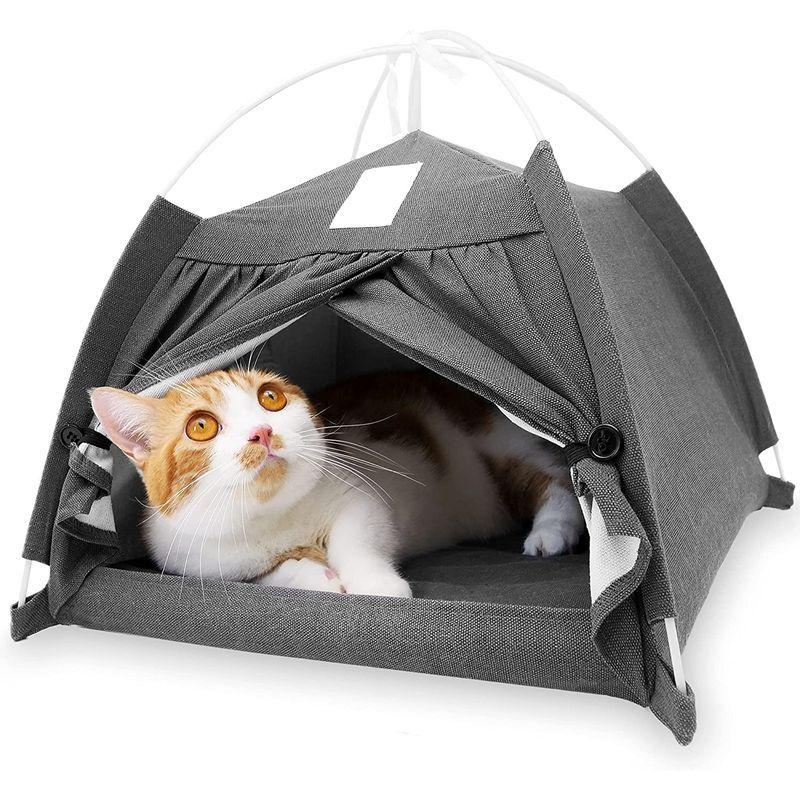 Orangesce ミニマリストスタイル 綿麻 ペットハウス ドーム型 ペットテント 春夏用 折りたたみ式 可愛い 猫犬ベッド 猫クッション ララビス 通販 Yahoo ショッピング