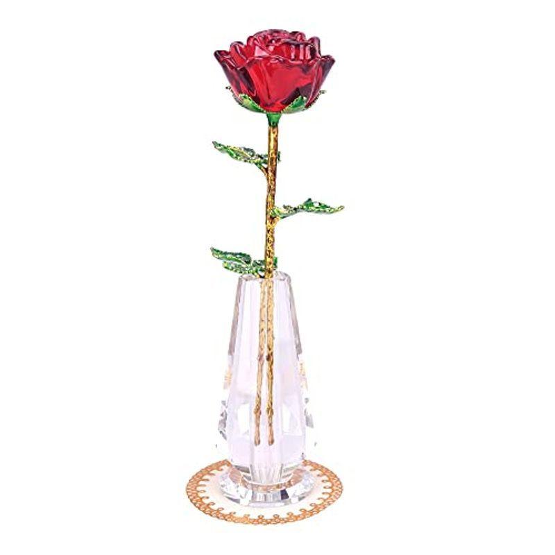 クリスタルローズ 一輪挿し付き 置物 造花 人工クリスタル インテリア 記念日 プレゼント レッド Cidykvffpn Lnu Edu Ph