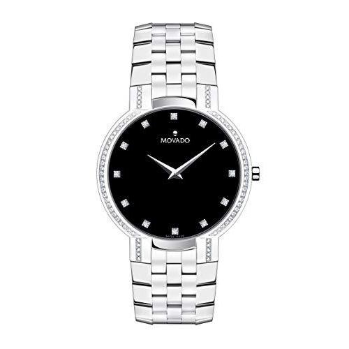 【SALE／10%OFF Concave with Watch Steel Stainless Faceto Men's Movado Dot 606237)（並行輸入品） (Model Silver/Black Dial, Museum 腕時計