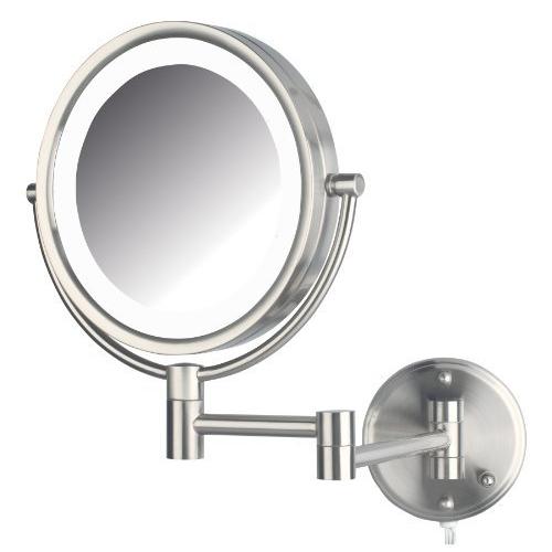 Jerdon HL88NL 8.5-Inch LED Lighted Wall Mount Makeup Mirror with 8x Magnification, Nickel Finish（並行輸入品） 卓上ミラー