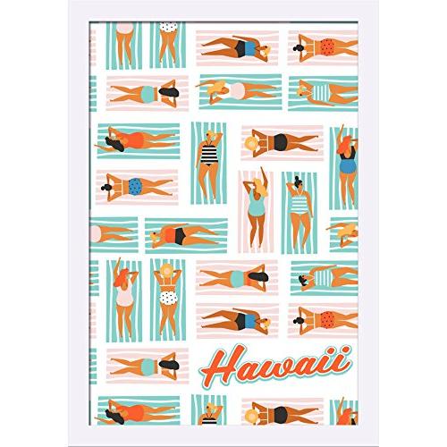 お歳暮 Hawaii Aerial Beach Scene Ladies On Towels 16x24 Giclee Art Print Gallery Framed White Wood 並行輸入品 最適な価格 Rhojanemarie Com