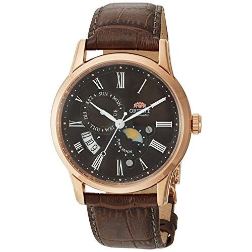出産祝い Orient Men's Sun and Moon Version 3 42.5mm Brown Leather Band Steel Case Automatic Analog Watch FAK00003T0（並行輸入品） 腕時計