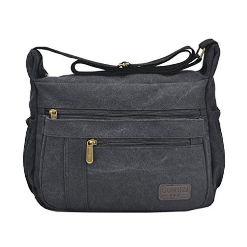 Fabuxry Light Weight Canvas Shoulder Bag For Women Messenger Handbags Cross Body Multi Zipper Pockets Bag Black 並行輸入品 B07bspqzz3 らラフ輸入店 通販 Yahoo ショッピング