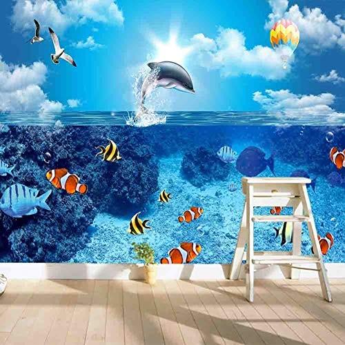 Homagic Underwater Coral Reefs With Dolphins Full Wall Mural Photo Wallpaper Print Home 3d Decor Livingroom Kitchen Bedroom Xxl 181 W X126 H 並 Www Legheleggere Com