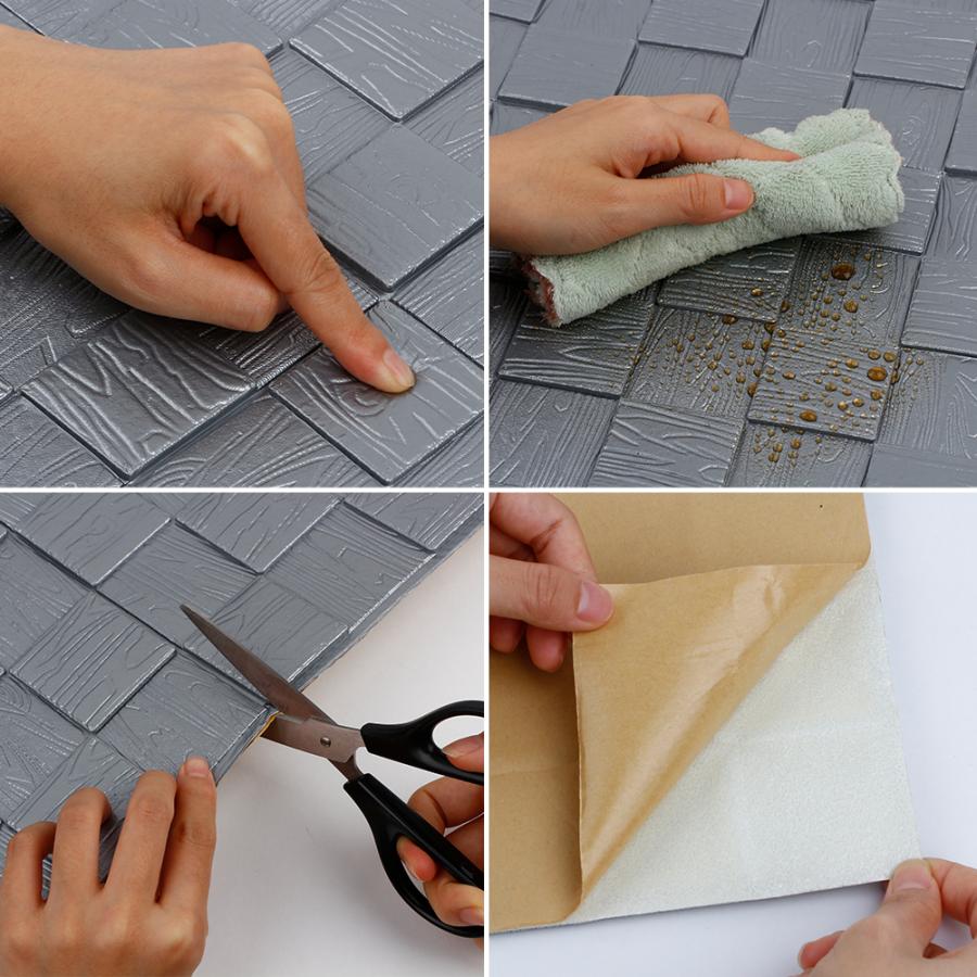 クッションシート 壁紙シール 防音シート 防水 壁紙 断熱 クッションブリック 部屋 壁 貼る のり付き ３色70 70cm 大判 10枚セット Raraset1 Raraland 通販 Yahoo ショッピング