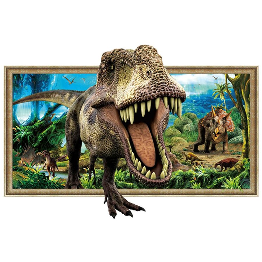ウォールステッカー ３dウォールステッカー 恐竜飛び出す３d風 恐竜トリックアート ウォールステッカー 壁紙 絵画 絵画から飛び出す恐竜 壁紙ウォールステッ T Raraland 通販 Yahoo ショッピング