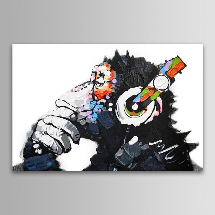 絵画 チンパンジー 白黒 動物キャンバス絵画 ファブリックパネル 壁飾り 絵 アートパネル モノトーン油絵 ポスター 横75cm 縦50cm Airbnb 民泊 T Raraland 通販 Yahoo ショッピング