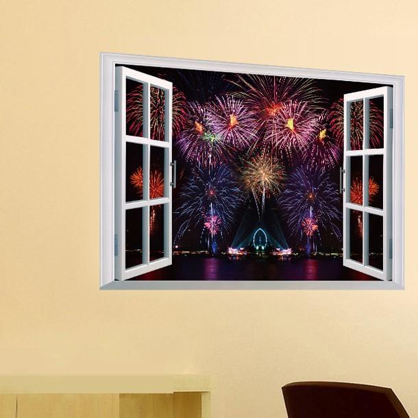 送料無料 ウォールステッカー お窓 夏 祭 七夕 花火大会 夏お祭り お家で花火 鑑賞 夏風物詩 アイテム 店舗 リビング トイレ背景 トリックアート だ T Raraland 通販 Yahoo ショッピング