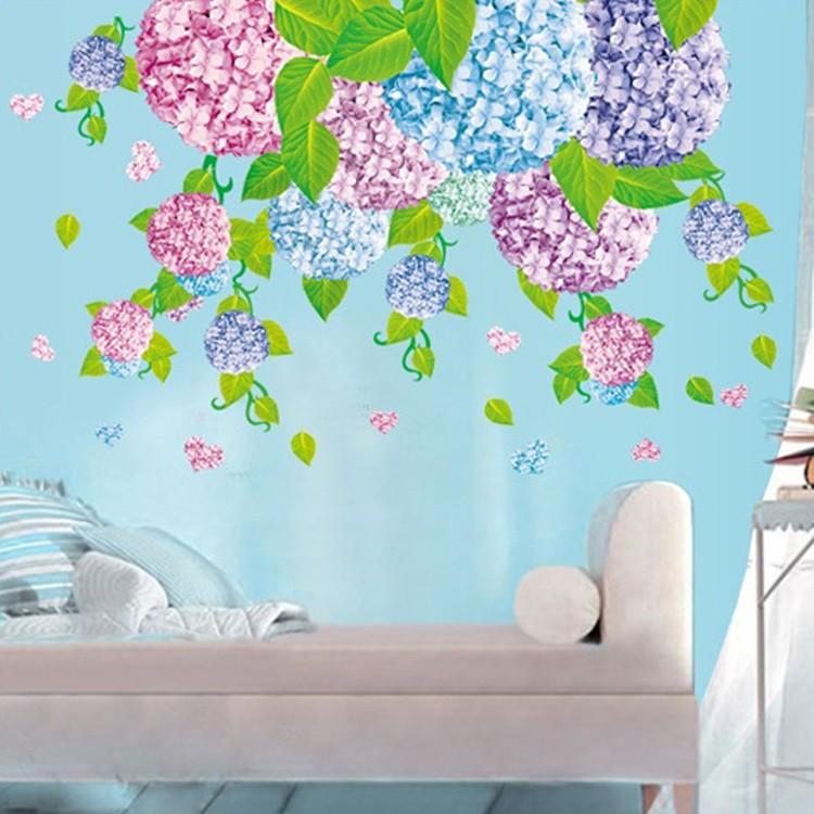 ウォールステッカー 花 紫陽花 アジサイ ピンクと青いと紫 花 恋愛運アップアップ かわいい 風水グッズ アジサイ模様替え 1人部屋 プチリフォーム リビ T Raraland 通販 Yahoo ショッピング