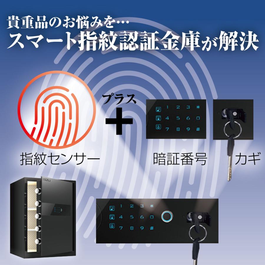 新作 金庫 保管庫 指紋 緊急キー テンキー式 金属製 盗難防止 防犯