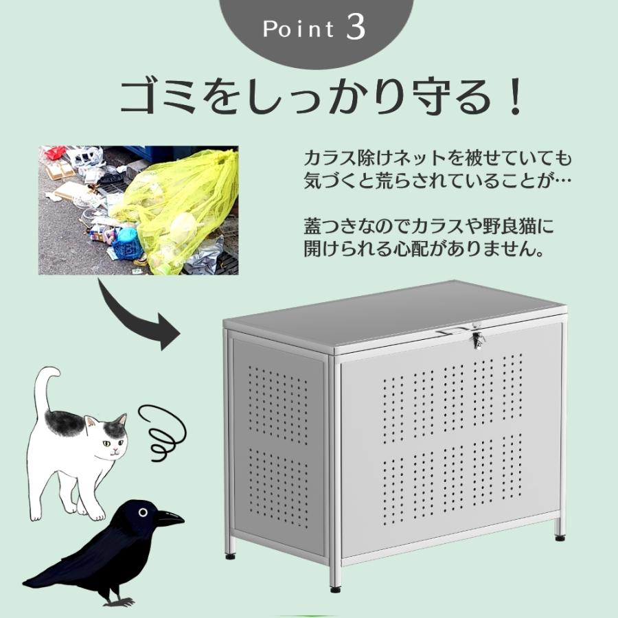 ゴミ箱 ゴミステーション ごみ収集ボックス 屋外 カラス除け ゴミ荒らし防止 ごみ大型 庭用 ごみふた付き キッチン 分別 ゴミ箱キャスター 210L 組立式｜rare-count｜05