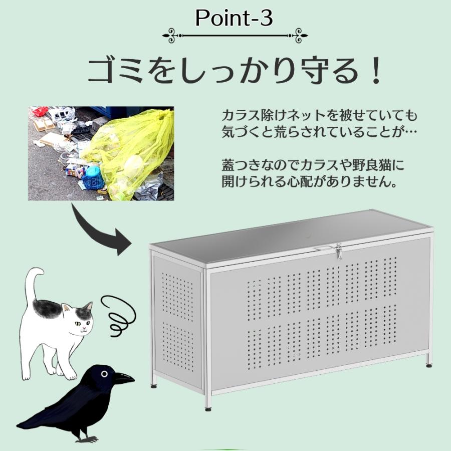 ゴミ箱 ゴミステーション ごみ収集ボックス 組立式 350L 屋外 大きい カラス除け ゴミ荒らし防止 ごみ大型 庭用 キッチン 分別 ゴミ箱キャスター｜rare-count｜05