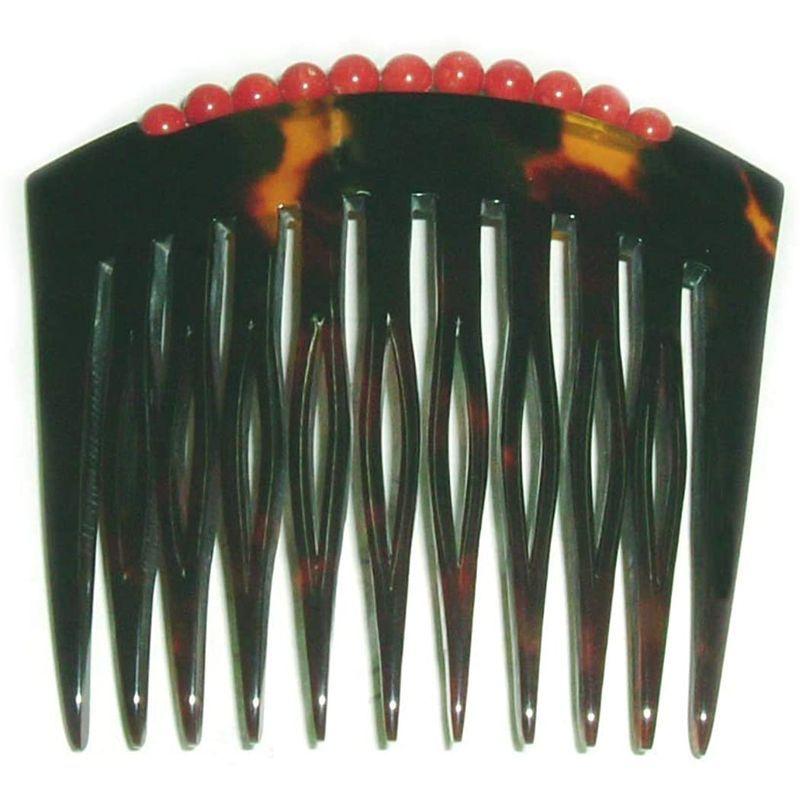 【ラスト1点】 本べっ甲 櫛 赤珊瑚付き コーム ヘア アクセサリー 黒留袖など和装の正装 フォーマルな髪型に 夜会巻きなどヘアアレンジに くし 髪飾り 【DGJ1519496500】(54740円)