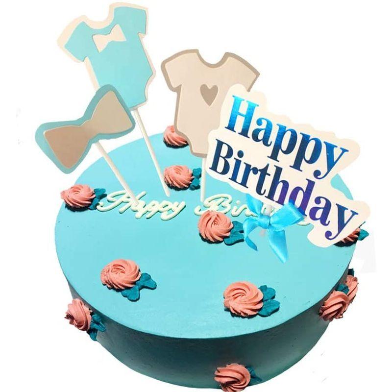 消費税無し Jevenis 誕生日ケーキイラストカードを飾る青いシャツファーストバースデー トッパーセット 4点セット ケーキ デコレーション 誕生日 製菓用デコレーション Www We Job Com