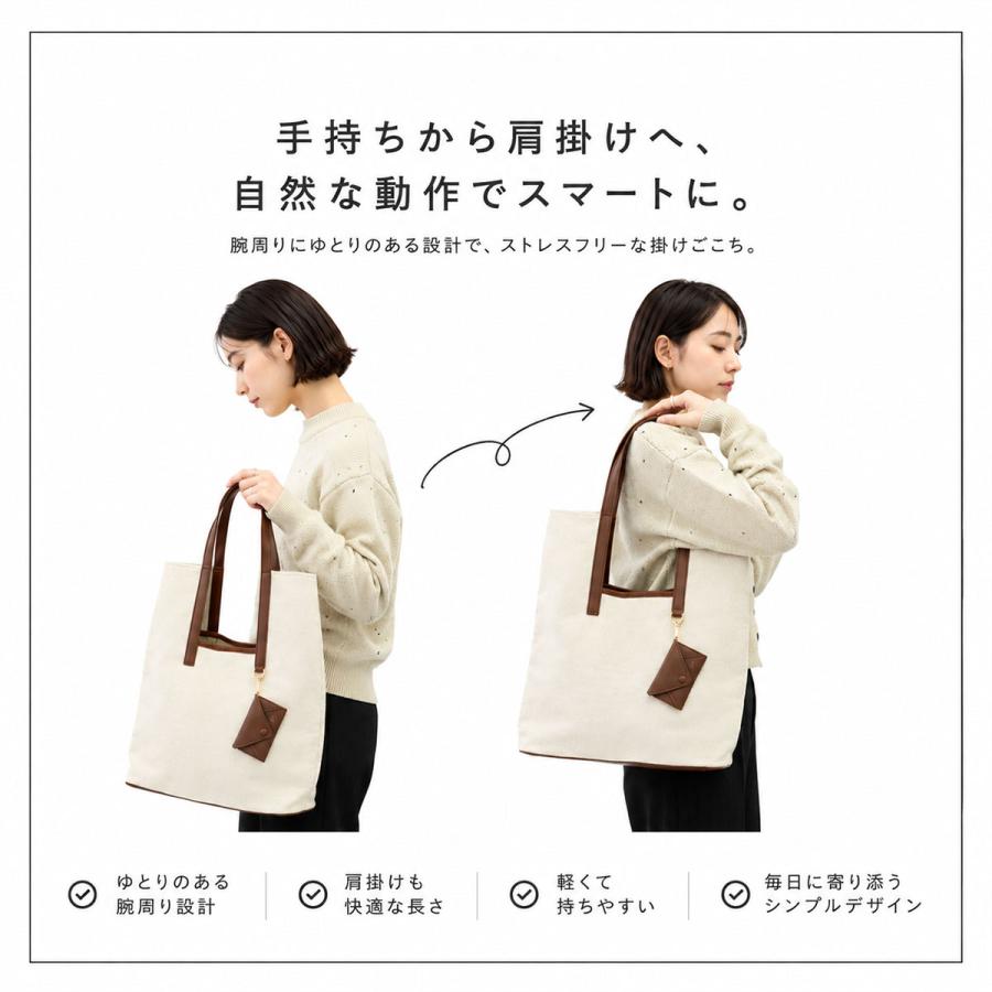 AVECELLE トートバッグ レディース A4 キャンバス 縦型 大きめ 肩掛け
