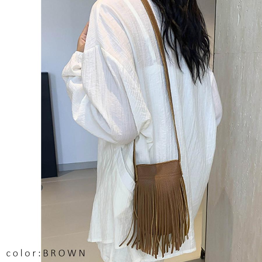 GISELLE ショルダーバッグ レディース 斜め掛け フリンジ 軽量 スマホ