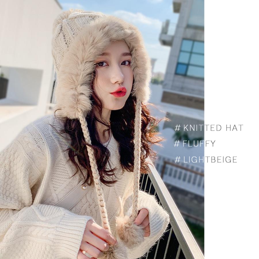 GISELLE ニット帽 レディース 耳当て ボンボン イヤーマフ フライト