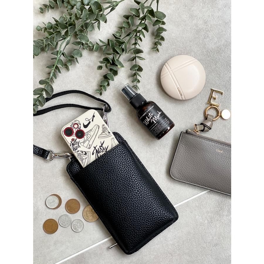 スマホショルダー レディース 斜め掛け 軽量  ショルダーバッグ 財布 ストラップ ポーチ  肩掛け 縦型 シボ レアリーク 爆買 | GISELLE | 19