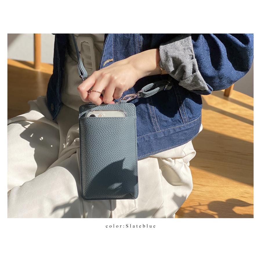 スマホショルダー レディース 斜め掛け 軽量  ショルダーバッグ 財布 ストラップ ポーチ  肩掛け 縦型 シボ レアリーク 爆買 | GISELLE | 21